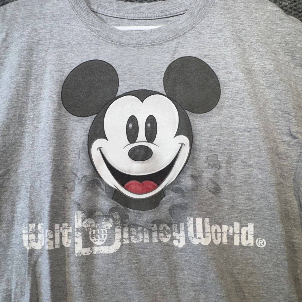 Disney Hanes Mickey Mouse Walt Disney World Gray Graphic T-Shirt Mens Large L